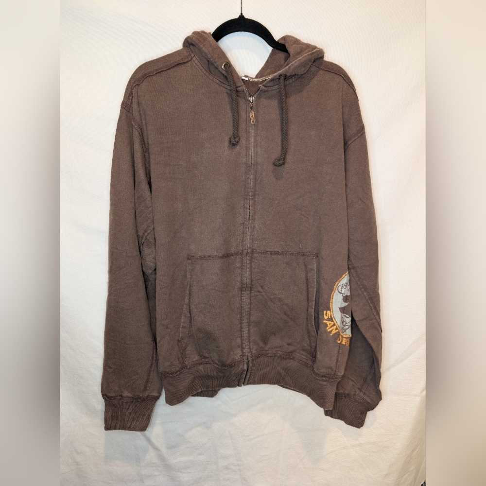 ⚾ San Diego Padres Brown Full-Zip Hoodie | Vintage Look | Size L